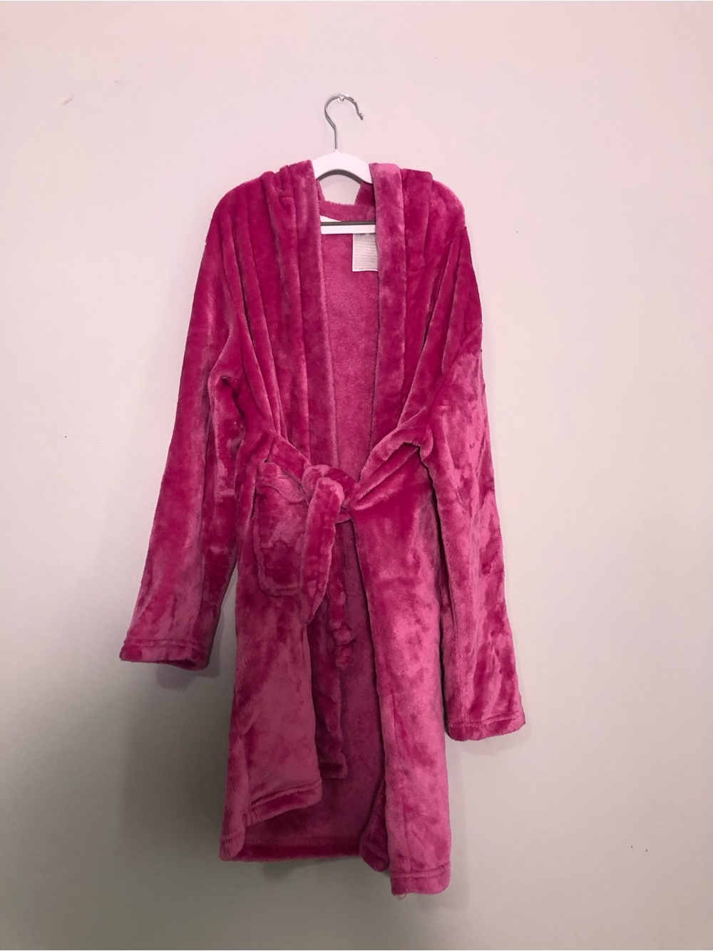 Plush Hooded Bathrobe in Hot Pink